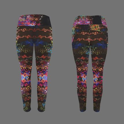 High Waist Pockets Yoga Leggings Glass Multi Black