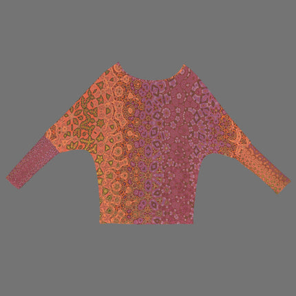 Batwing Long Sleeve Sweater Fall Leaves Ombre Abstract