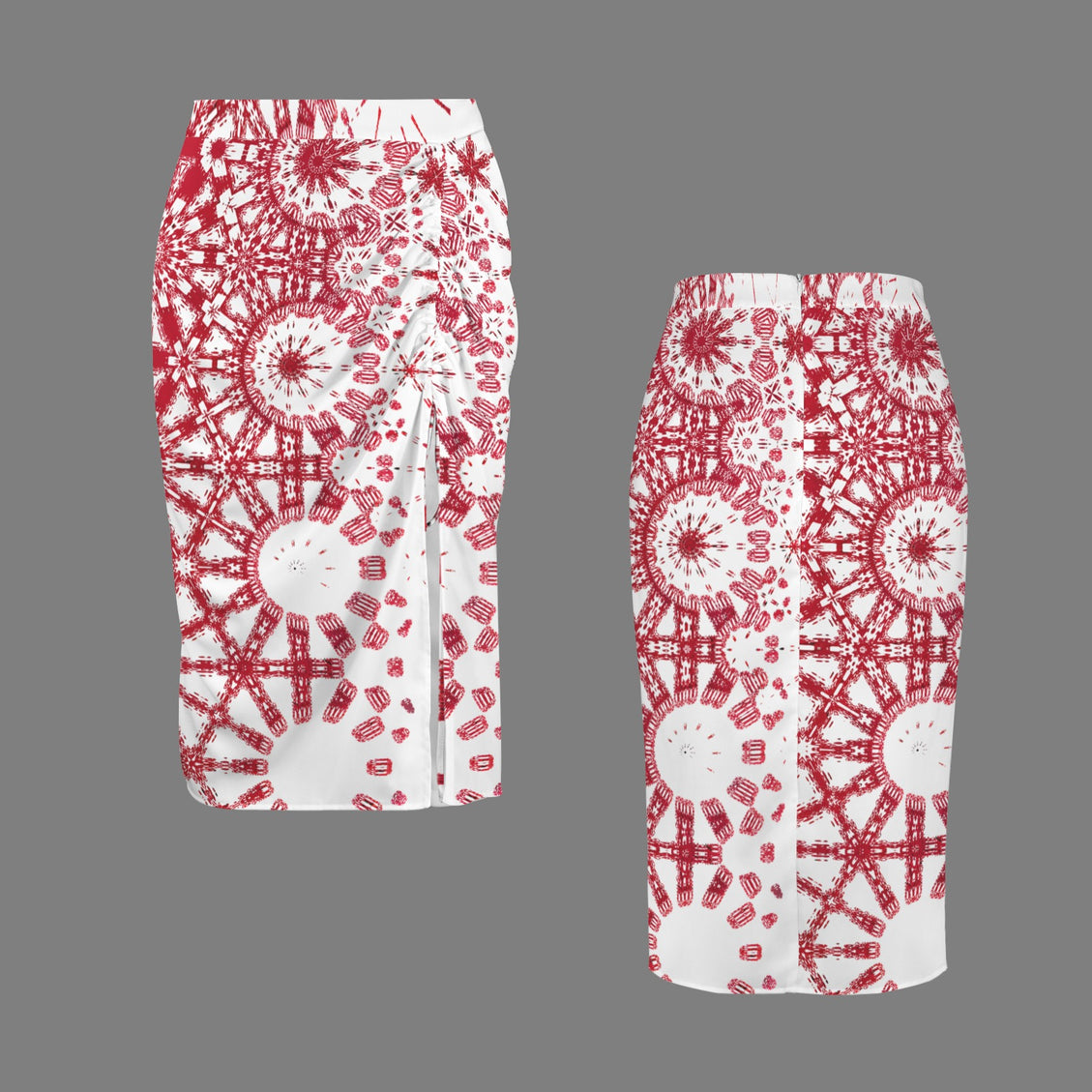 Drawstring Ruched Skirt Sunflower Red Graphic