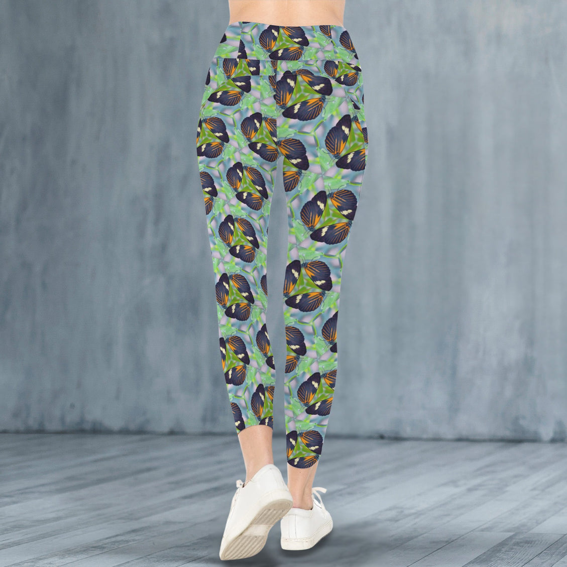 High Waist Pockets Yoga Leggings Butterflies