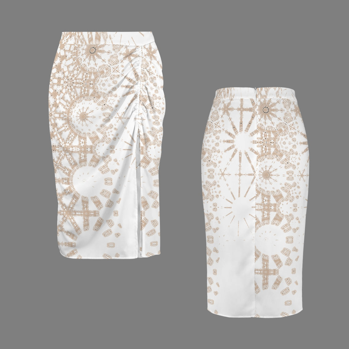 Drawstring Ruched Skirt Sunflower Gold Graphic