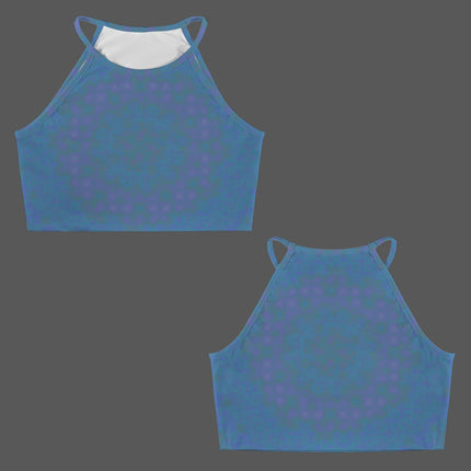 Cropped Tank Blue Green Watercolor