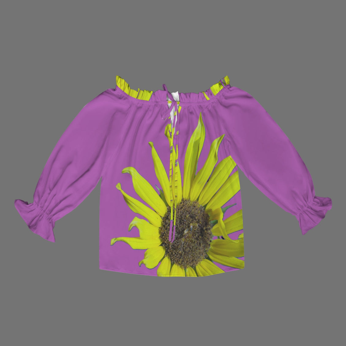 Off Shoulder Lantern Sleeve Blouse Sunflower Fuschia