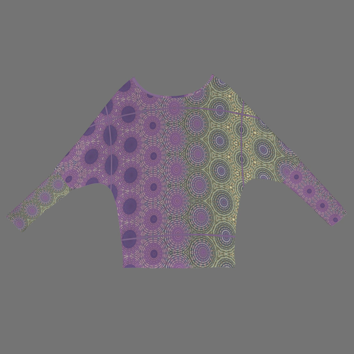 Batwing Long Sleeve Top Green Purple