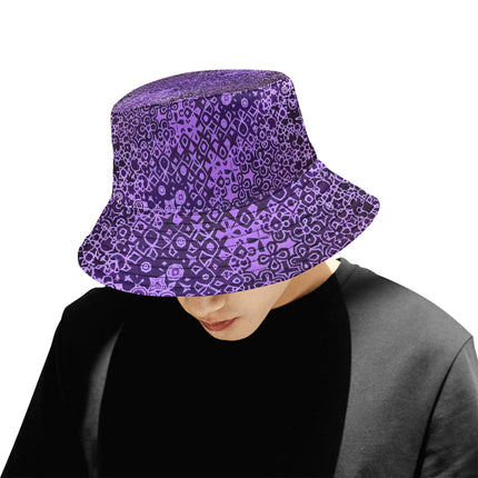 Bucket Hat Unisex Purple and Black Abstract