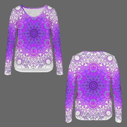 Long Sleeve V Neck Top Bergamot Medallion