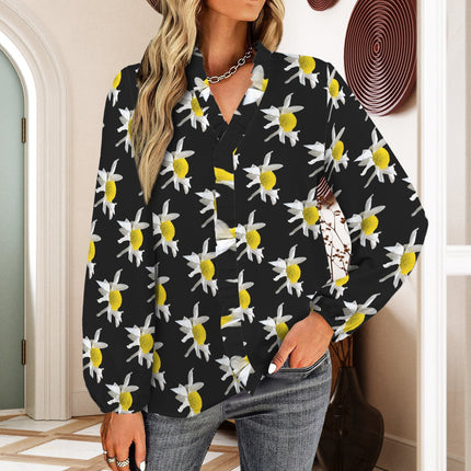 Long Sleeve Ruffled Blouse Daisy Black