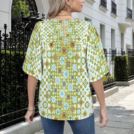 Bell Sleeve Blouse Buffalo Berries Green Cascade