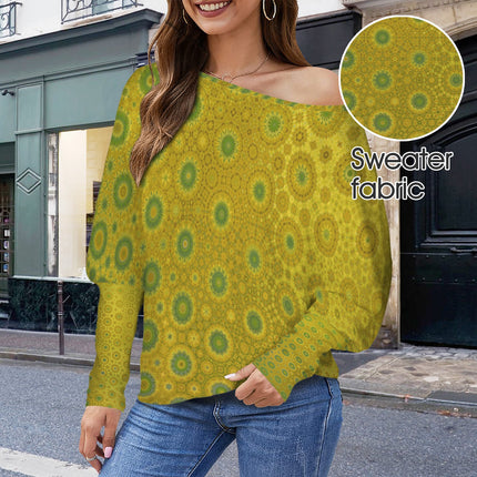 Batwing Long Sleeve Sweater Green & Gold Reflections