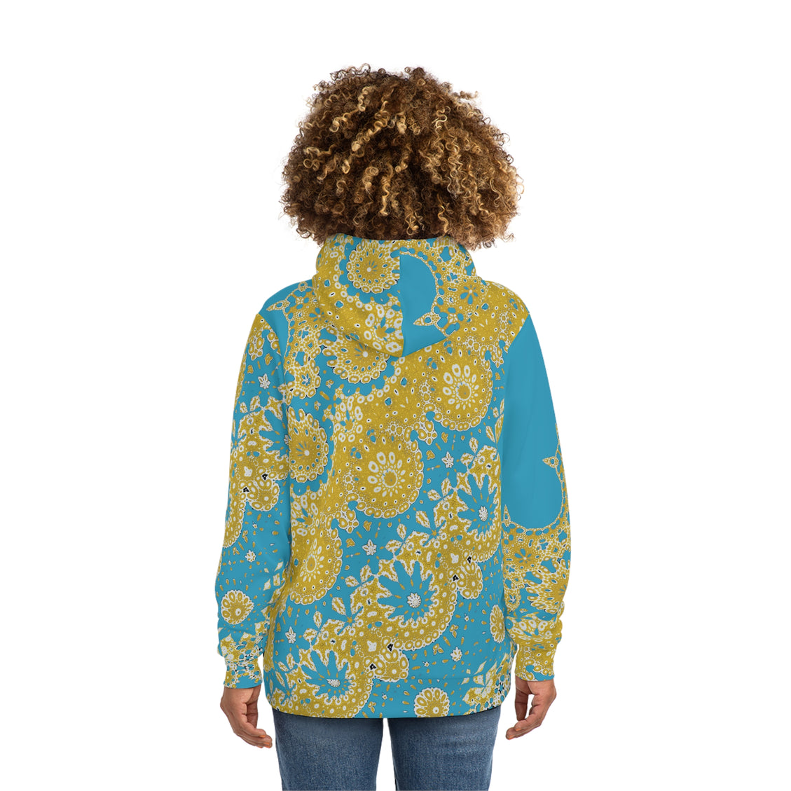 Fashion Hoodie (AOP) Sunflower Geometric Turquoise