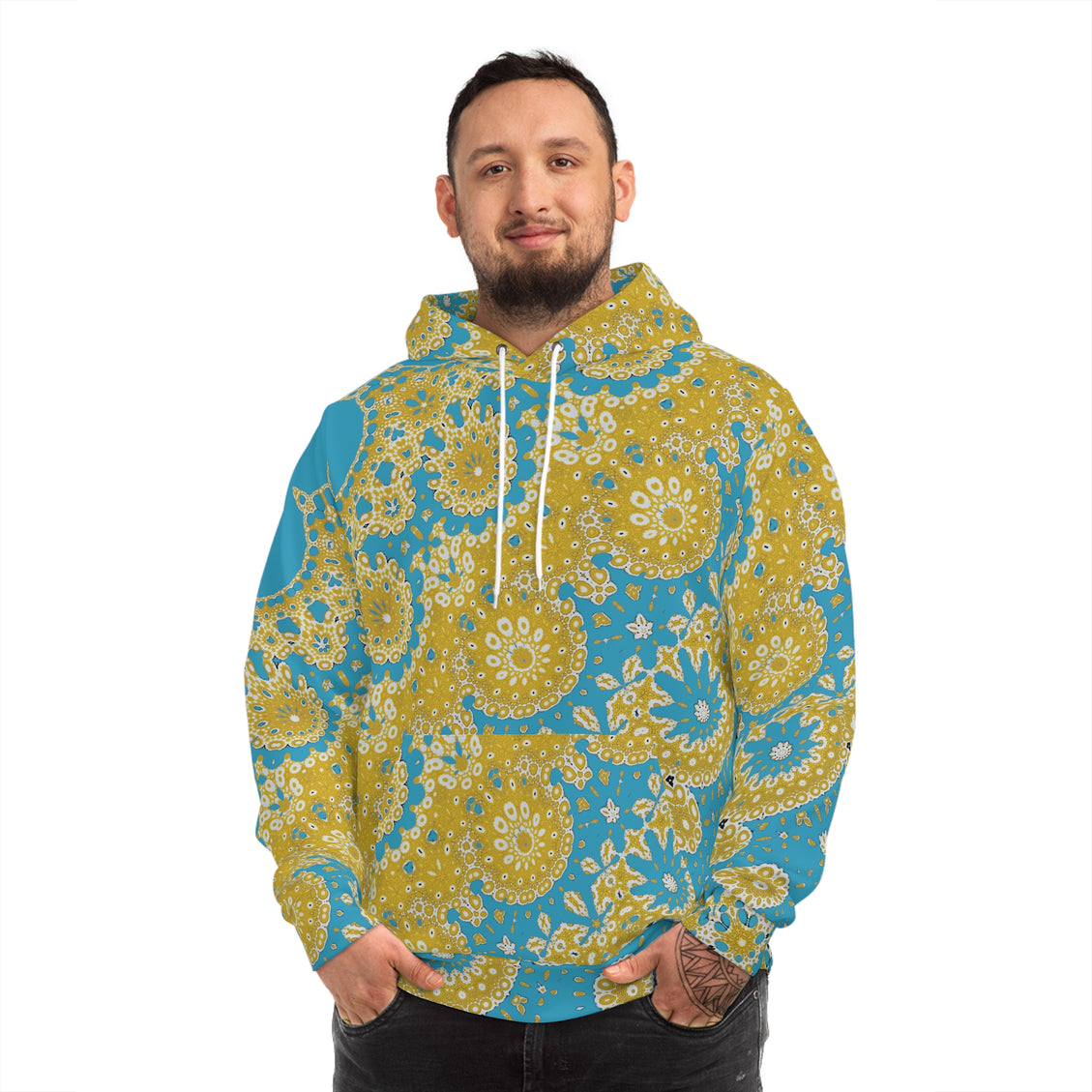 Fashion Hoodie (AOP) Sunflower Geometric Turquoise