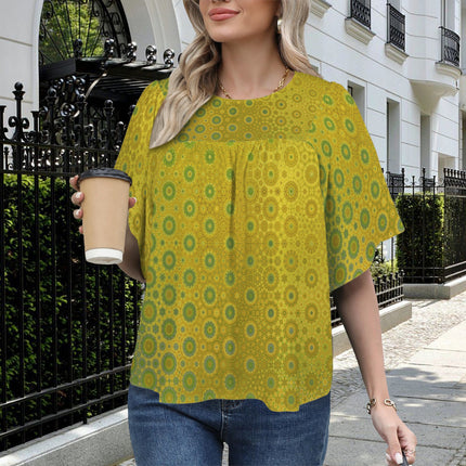 Bell Sleeve Blouse Green and Gold Ombre