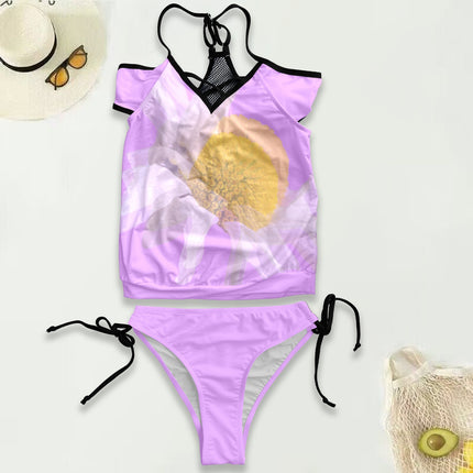 Mesh Back Tankini Daisy Watercolor Lavendar