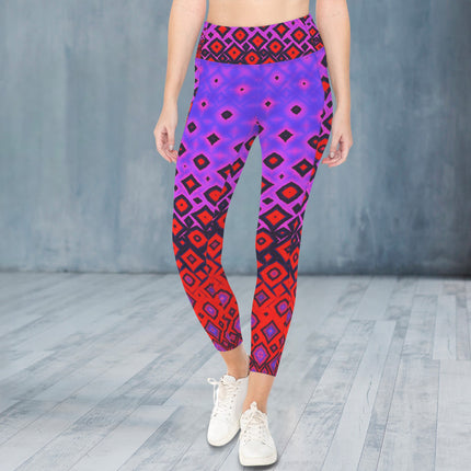 High Waist Pockets Yoga Leggings Tequila Sunrise