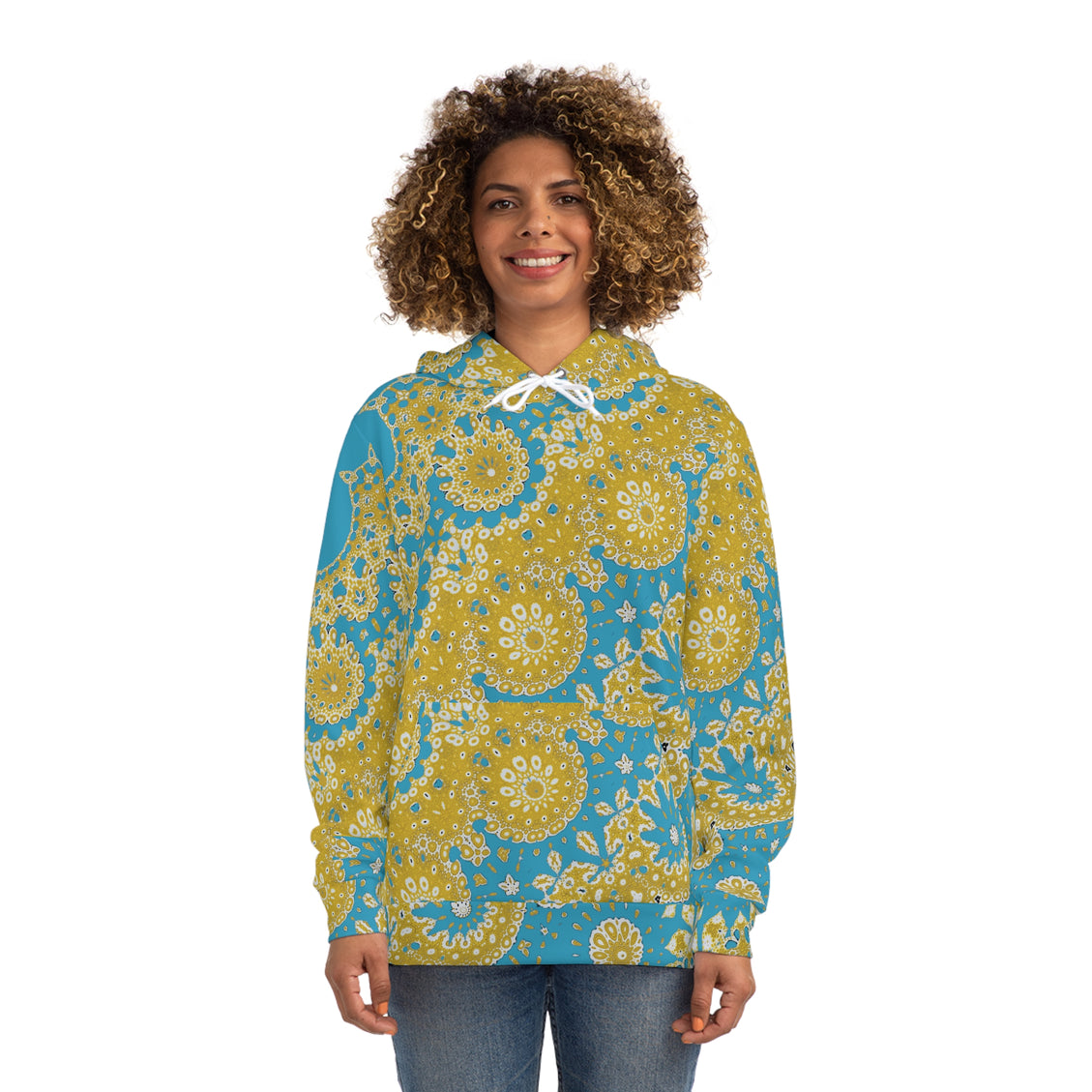 Fashion Hoodie (AOP) Sunflower Geometric Turquoise