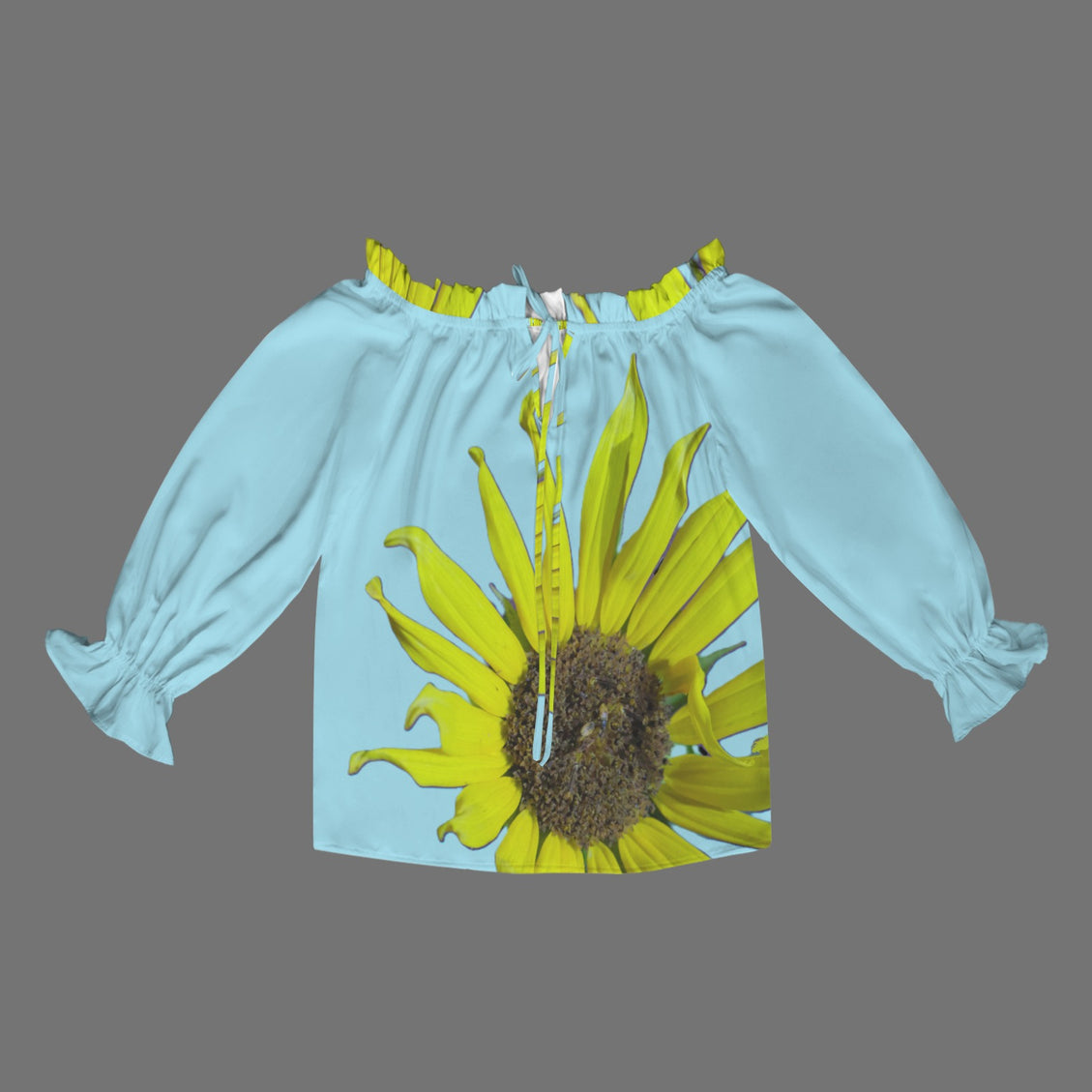 Off Shoulder Lantern Sleeve Blouse Sunflower Blue