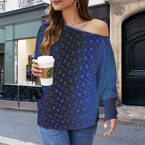 Batwing Long Sleeve Sweater Blue LIghts Ombre