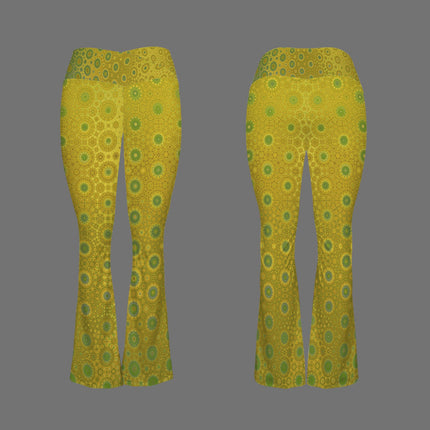 Flare Leggings Fall Leaves Green & Gold