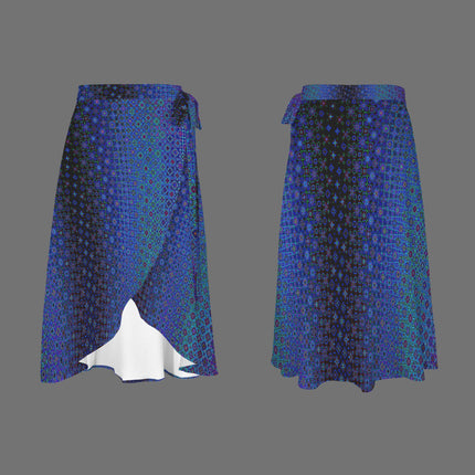 Tie Waist Wrap Skirt Blue Lights Ombre