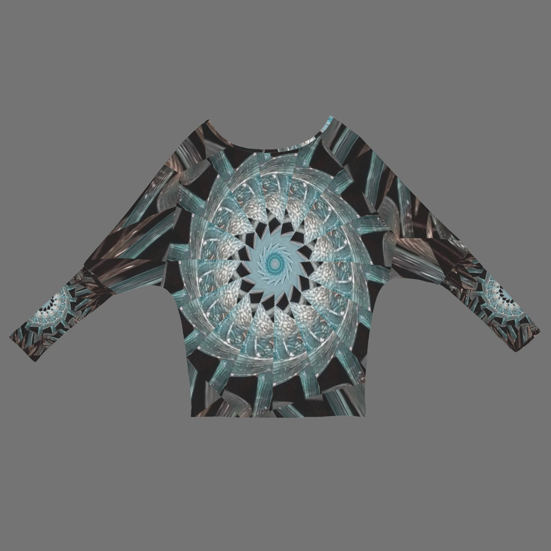 Batwing Long Sleeve Top Blue Glass Medallion