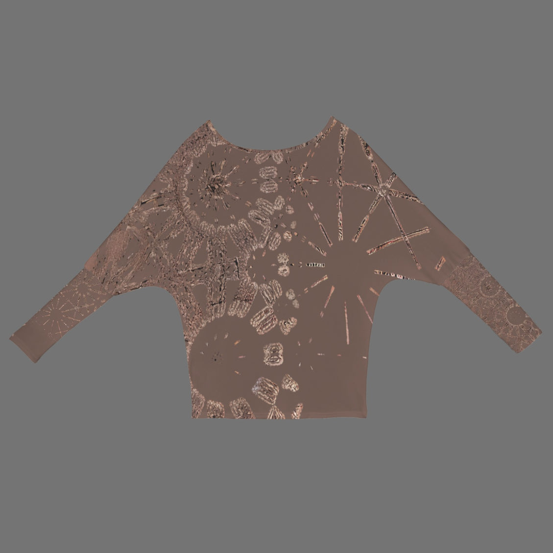 Batwing Long Sleeve Top Coffee and Copper Graphic