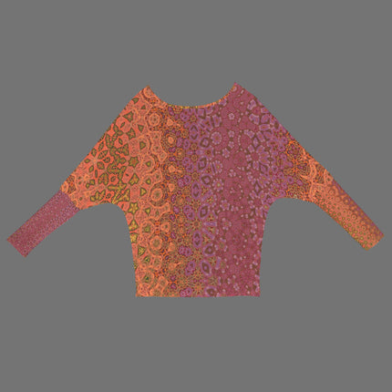 Batwing Long Sleeve Sweater Fall Leaves Ombre Abstract