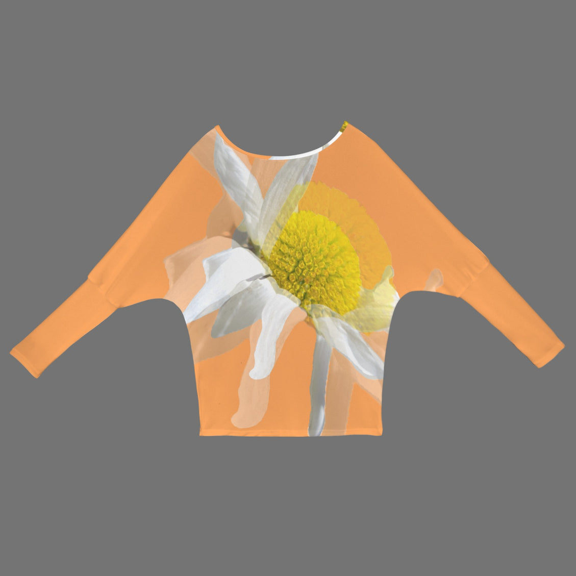 Batwing Long Sleeve Sweater Daisy Watercolor Tangerine