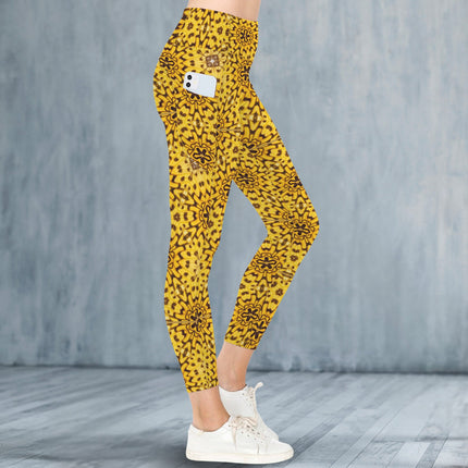 High Waist Pockets Yoga Leggings Butterfly