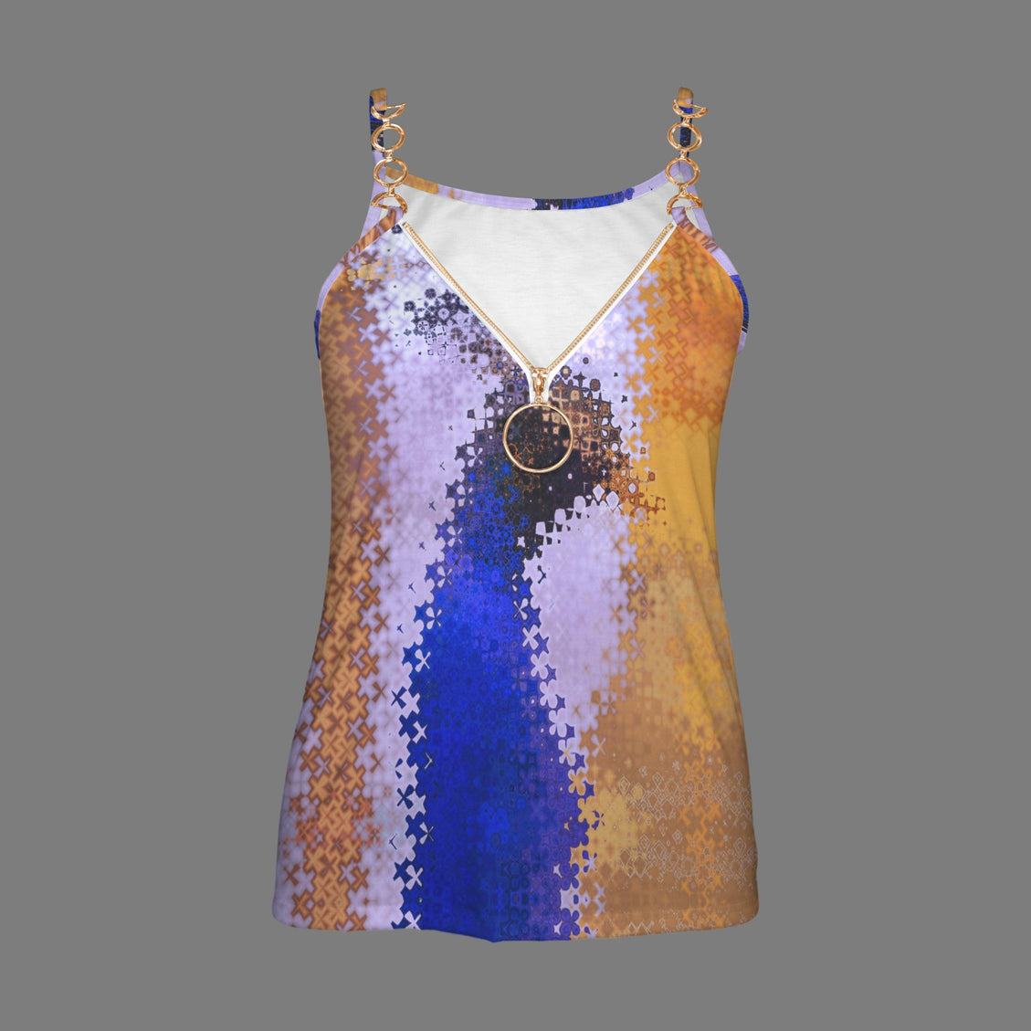 V Neck Chain Cami Peacock Gold