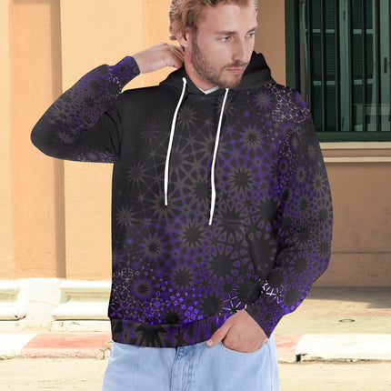 Men's Hoodie Black and Purple Abstract