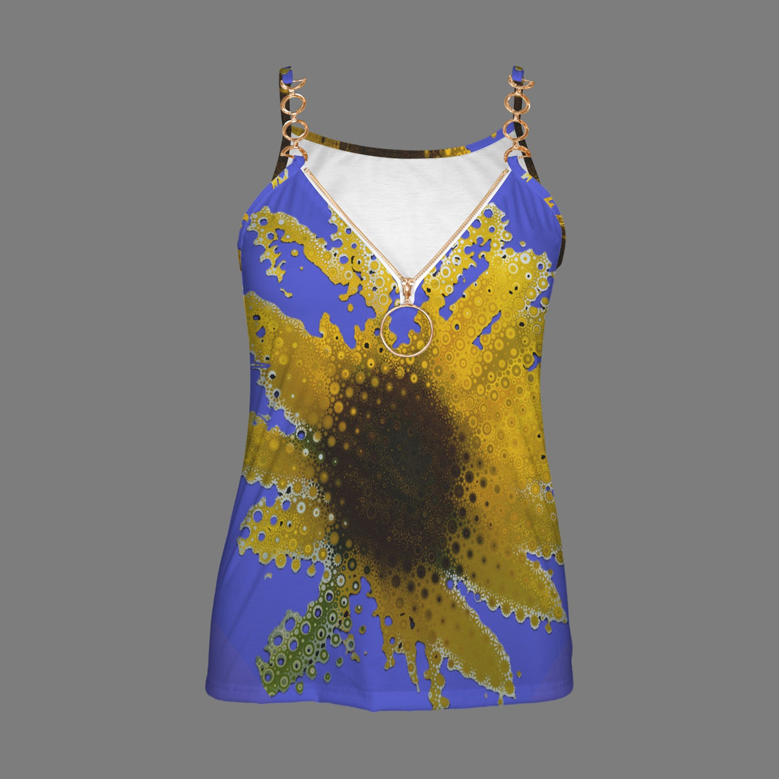 V Neck Chain Cami Sunflower Blue