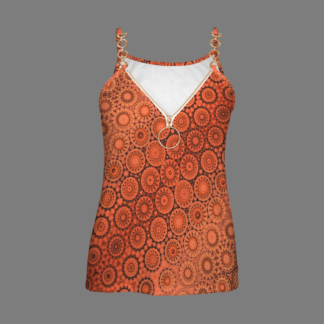 V Neck Chain Cami Orange Sunset