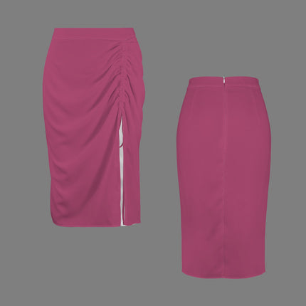 Drawstring Ruched Skirt Raspberry