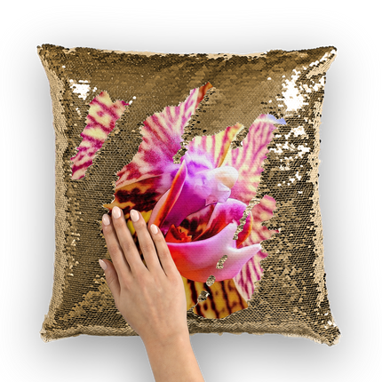 Orchids Sequin Cushion Cover