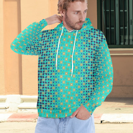 Men's Hoodie Peacock Turquoise Ombre