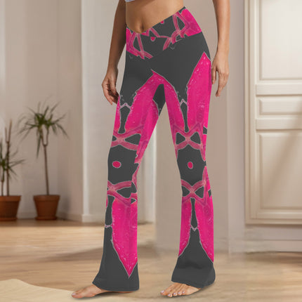 Flare Leggings Red Leaves Black