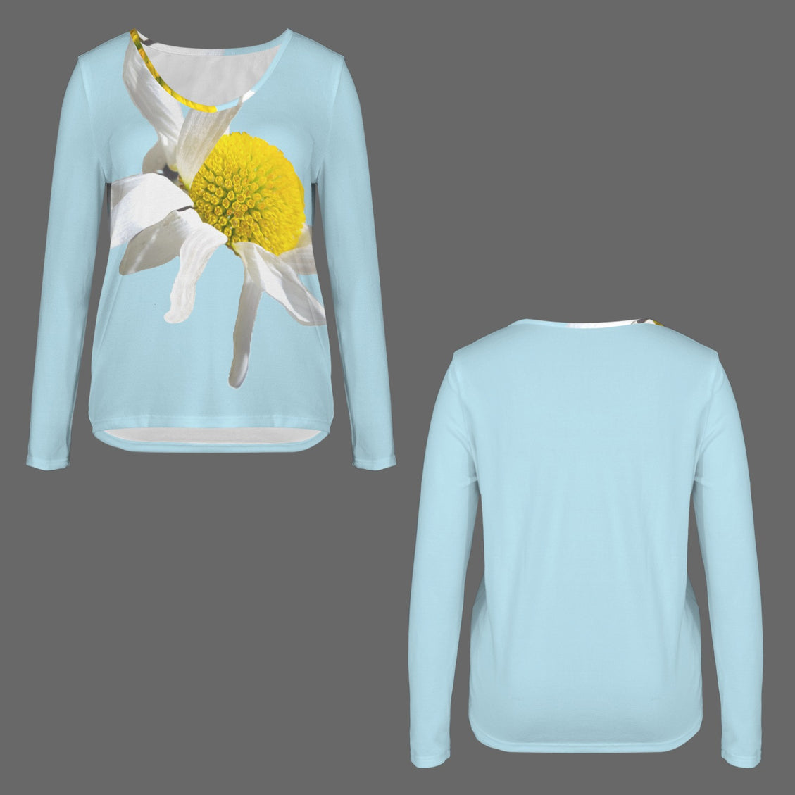 V Neck Long Sleeve Sweater Daisy Blue