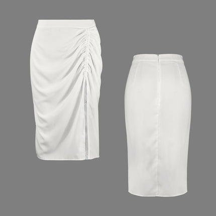 Drawstring Ruched Skirt Ivory