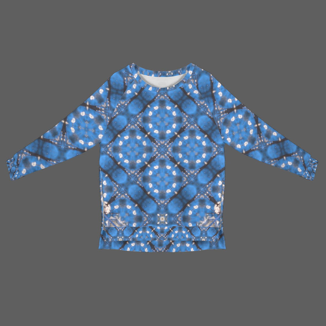 Crew Neck Long Sleeve Side Zip Sweatshirt Frosty Trees