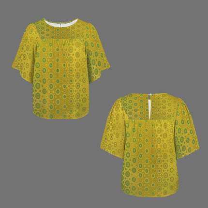 Bell Sleeve Blouse Green and Gold Ombre