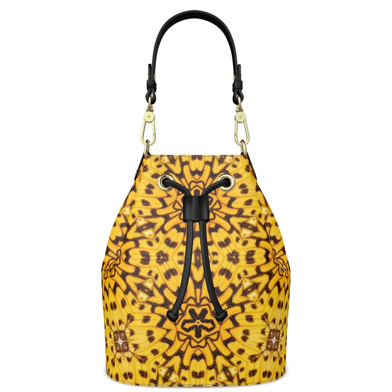 Leather Bucket Bag Butterfly