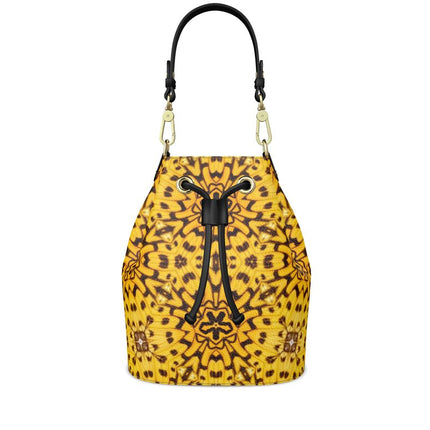 Leather Bucket Bag Butterfly