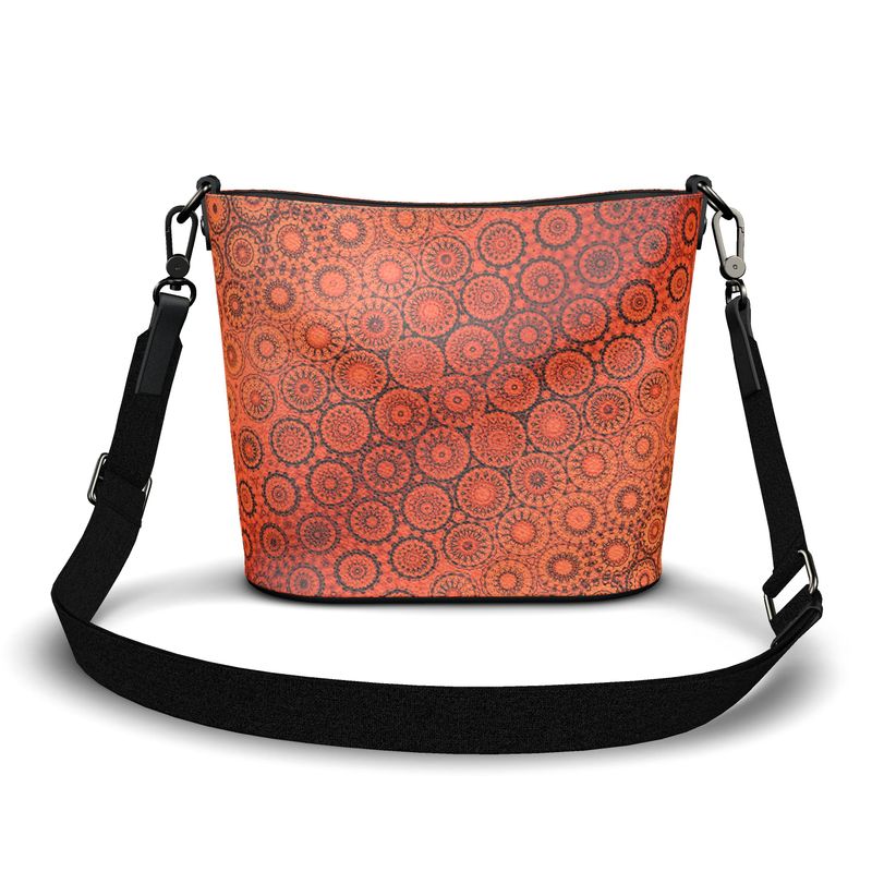 Penzance Large Leather Bucket Tote Orange Sunset