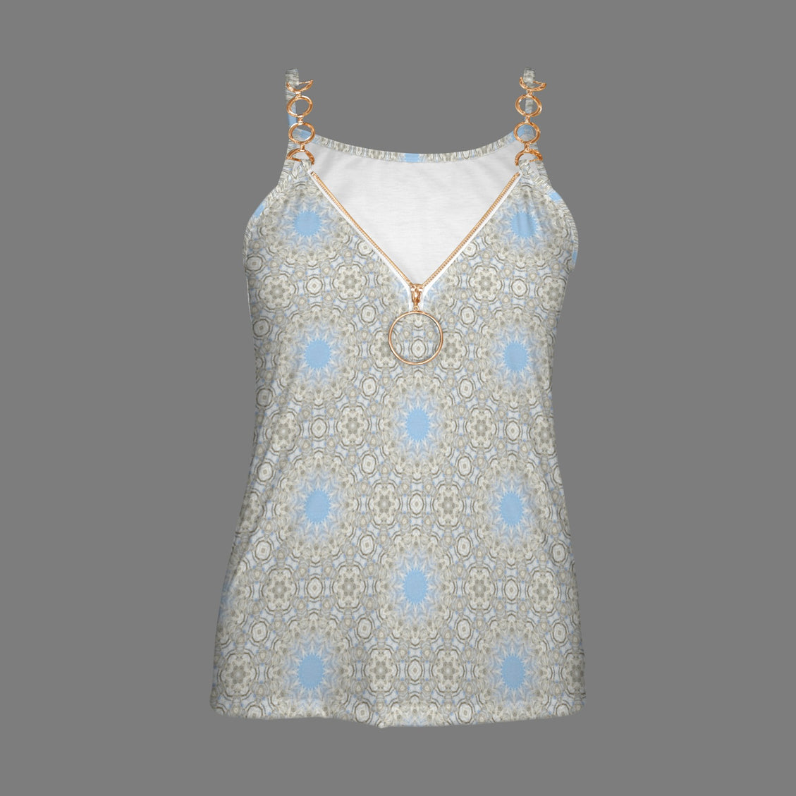 V Neck Chain Cami Carnival Tile Blue