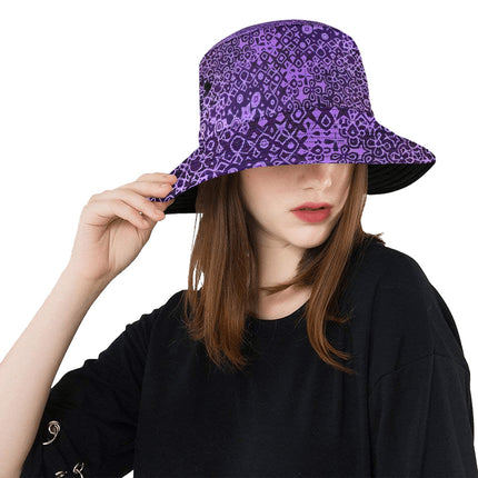 Bucket Hat Unisex Purple and Black Abstract