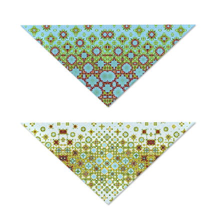 Pet Bandana Reversible Buffalo Berries Blue and White and Green