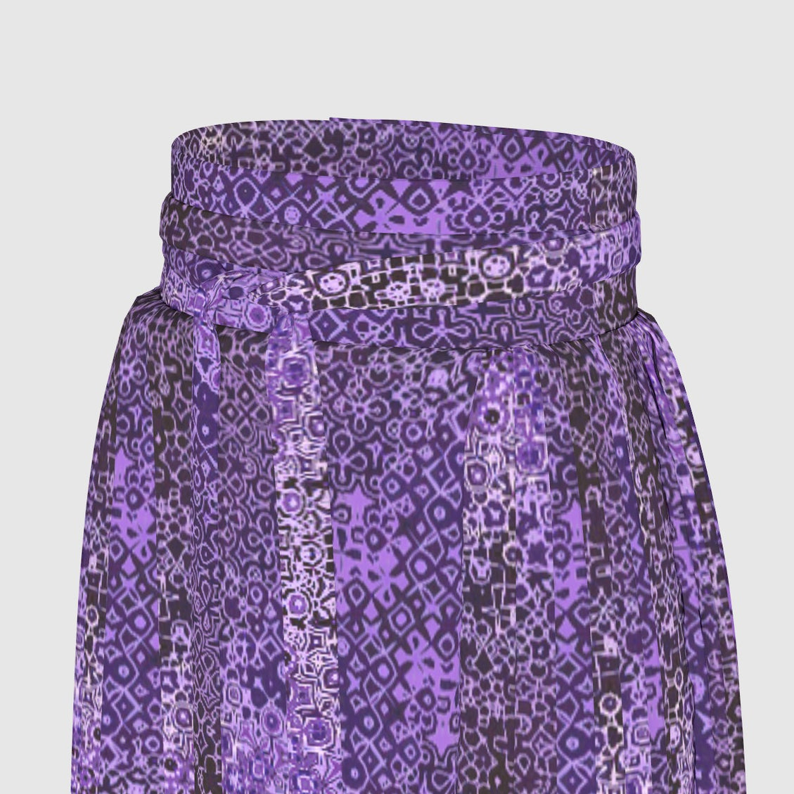 Traditional Chinese Pleated Skirt Purple and Black Graphic