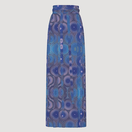 Traditional Chinese Pleated Skirt Blue Abstract