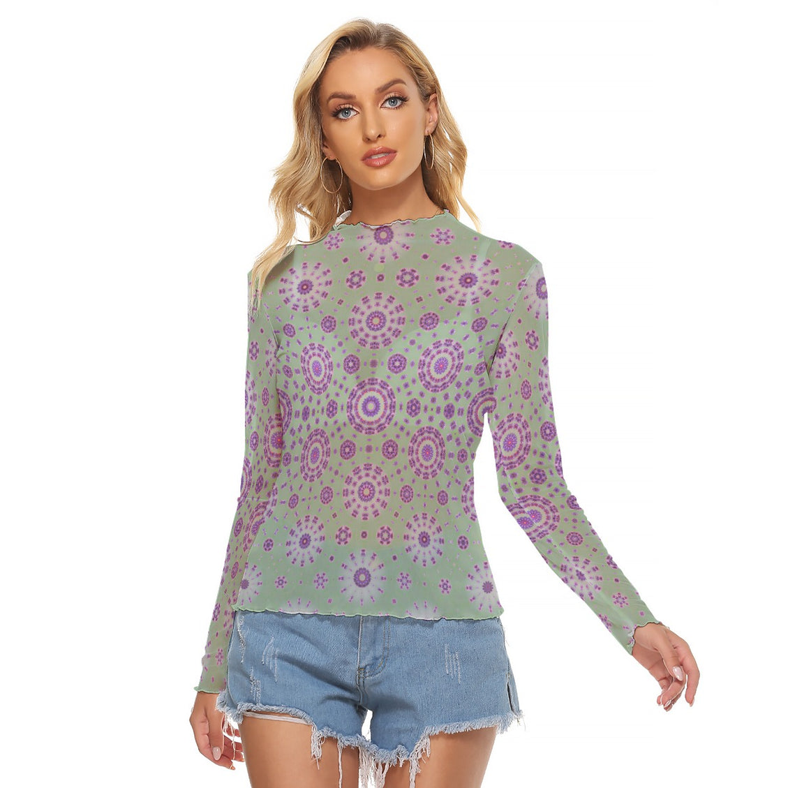 Mesh T-Shirt Purple Wildflowers