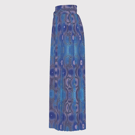 Traditional Chinese Pleated Skirt Blue Abstract